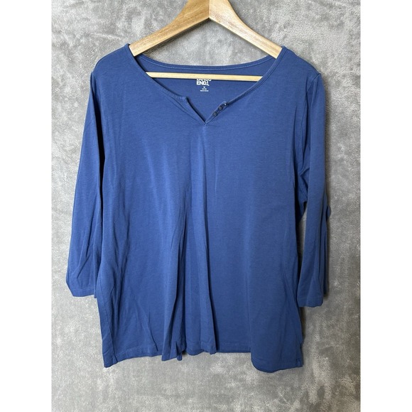 Lands' End Tops - Lands End Shirt Women's 1x Blue 3/4 Sleeve Casual Cozy